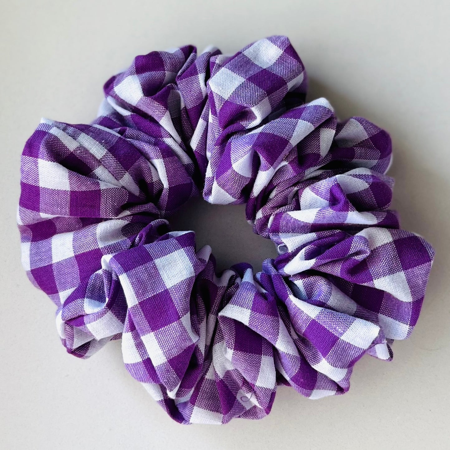Purple Check Scrunchie