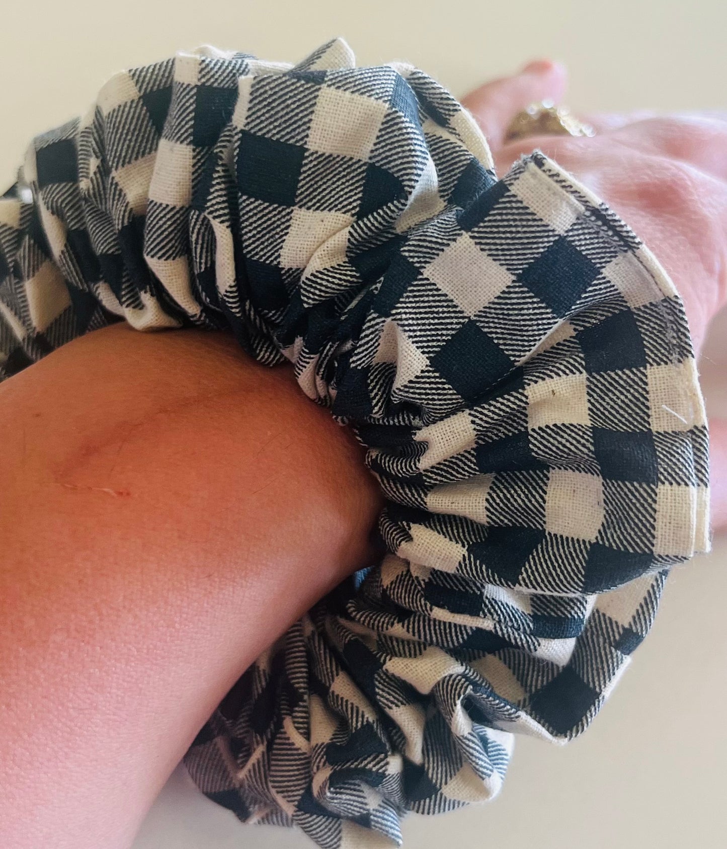 Black Plaid Organic Cotton Scrunchie