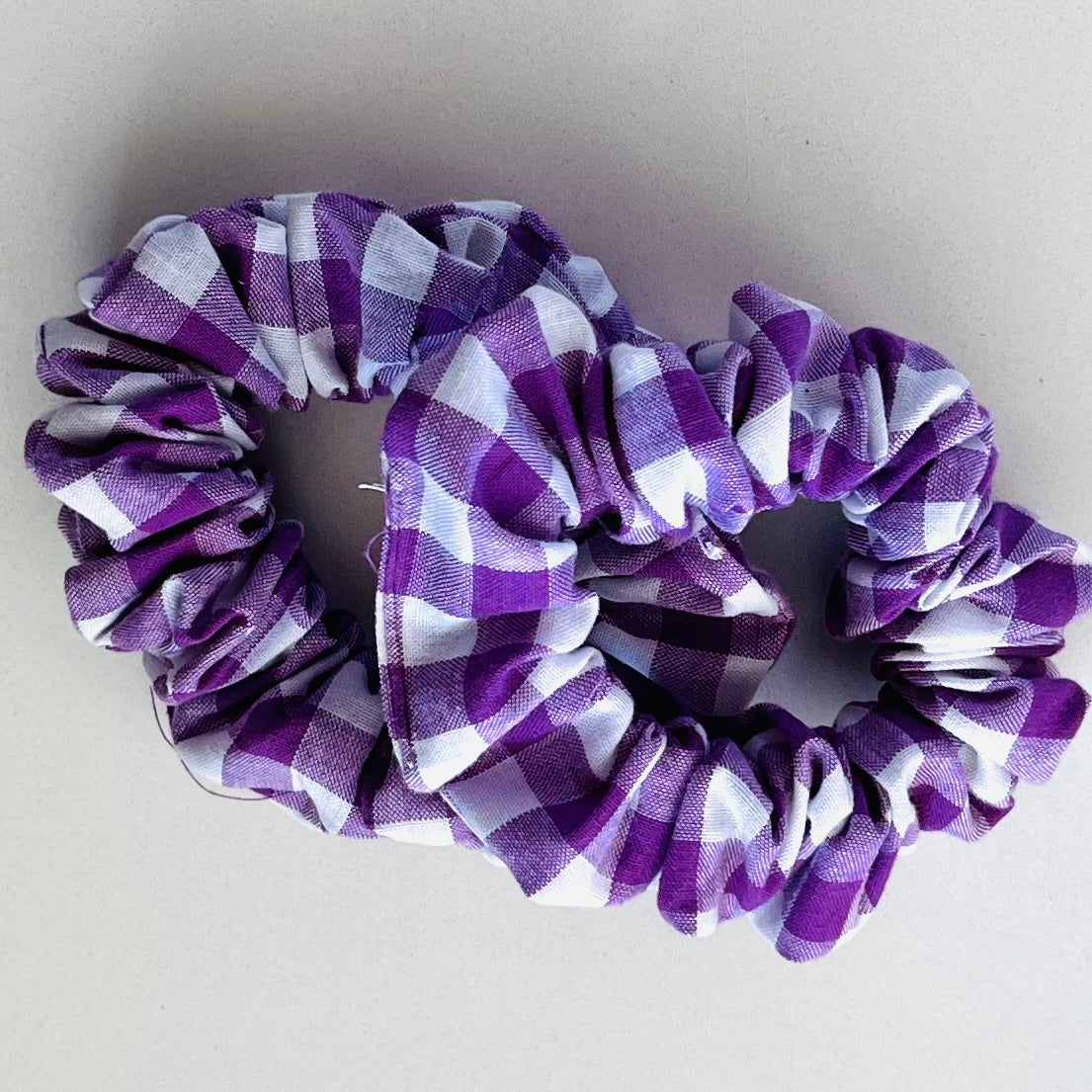 Purple Check Scrunchie