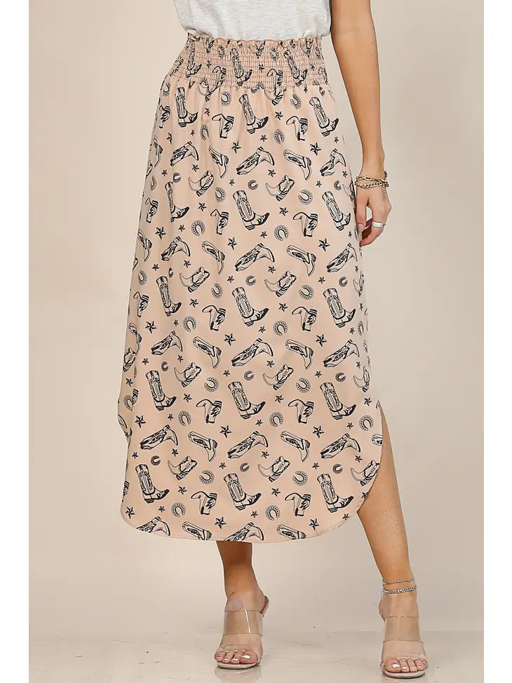 Collette Western Boot Print Skirt