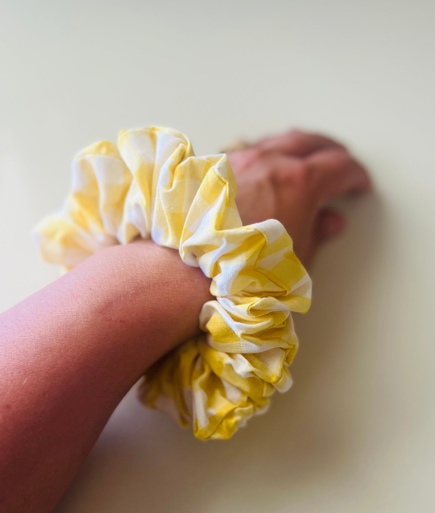 Yellow Check Scrunchie