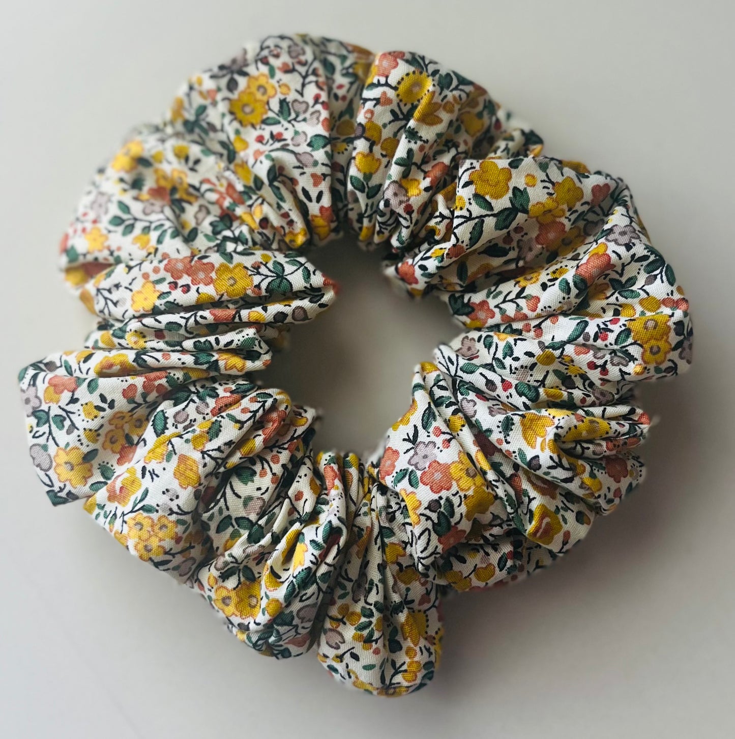 Mustard Vintage Flowers Scrunchie