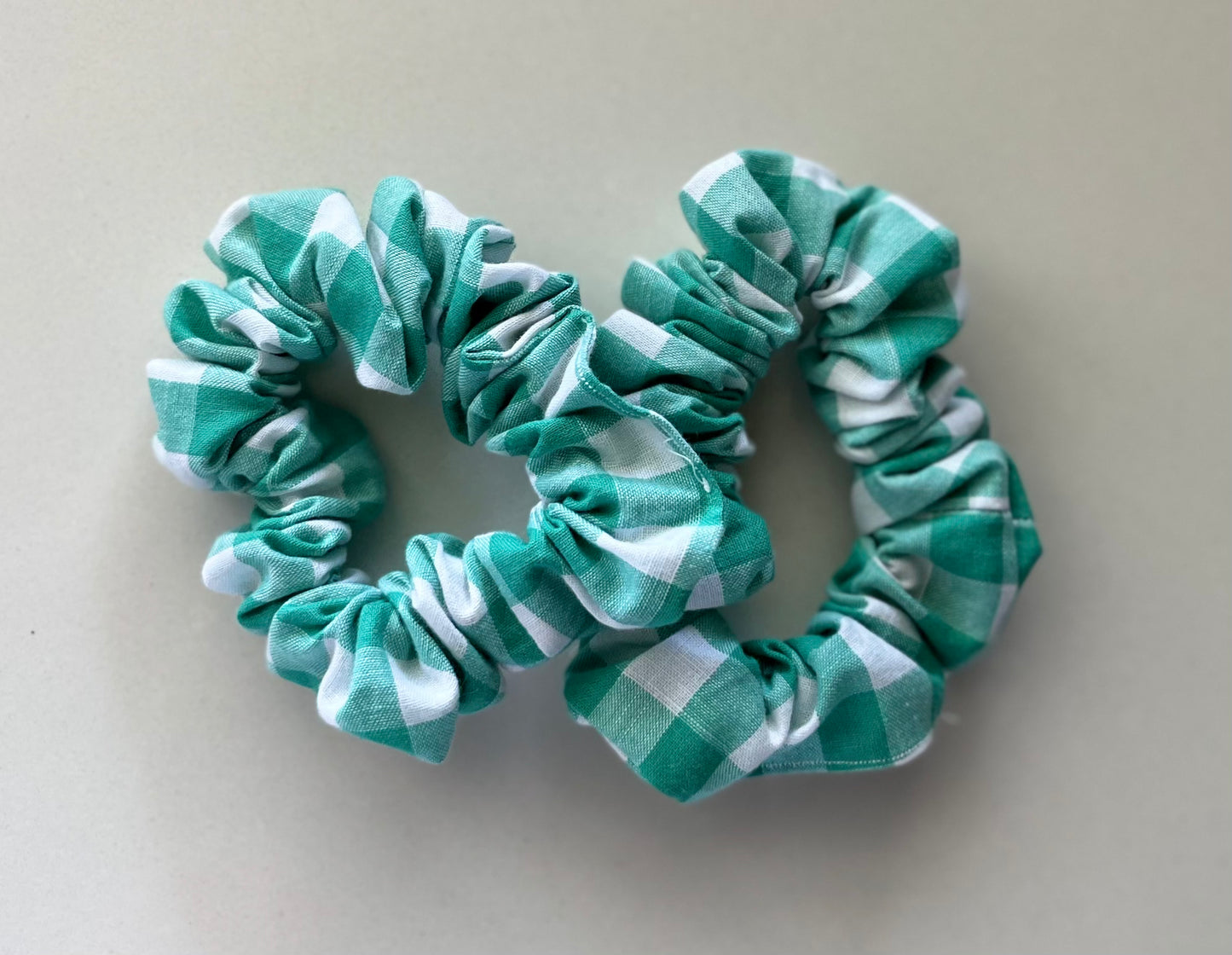Turquoise Check Scrunchie