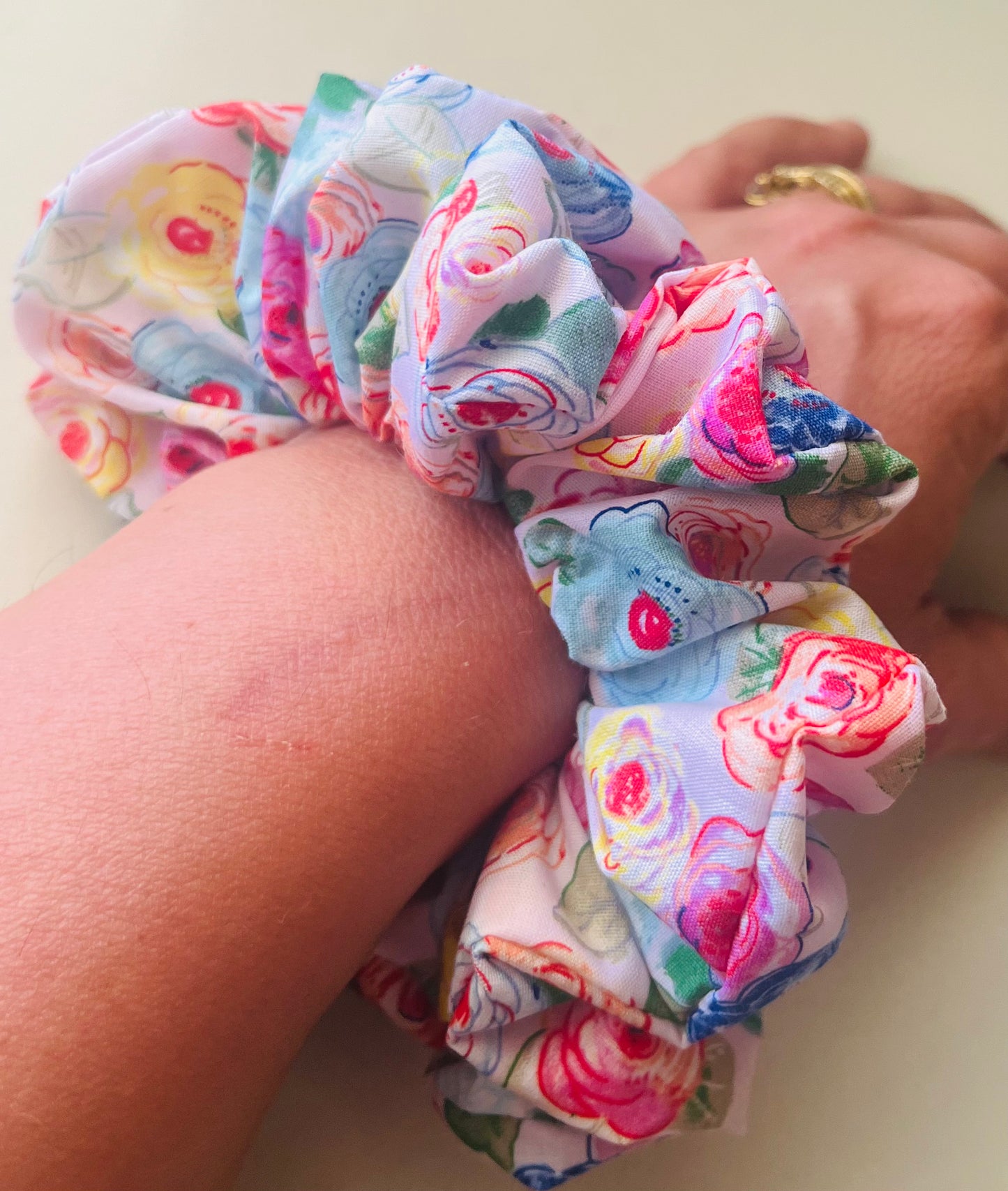 Water Colour Flowers Scrunchie