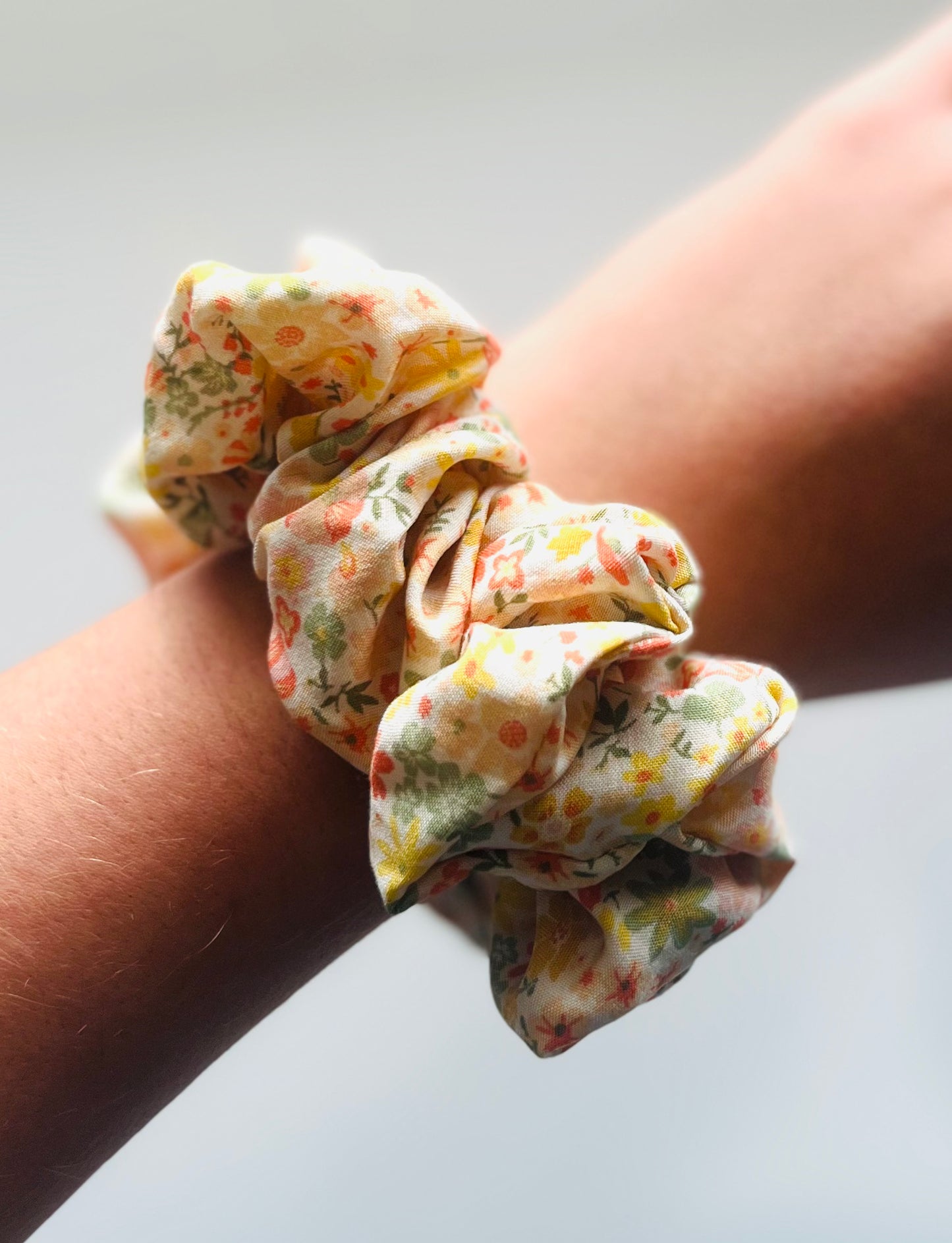 Yellow Vintage Flowers Scrunchie