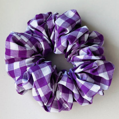 Purple Check Scrunchie