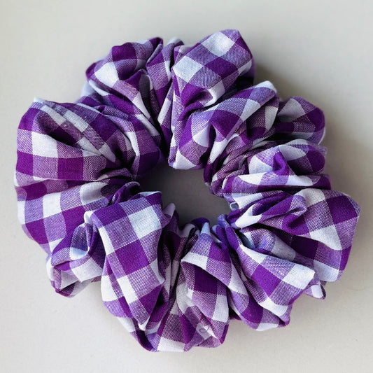 Purple Check Scrunchie