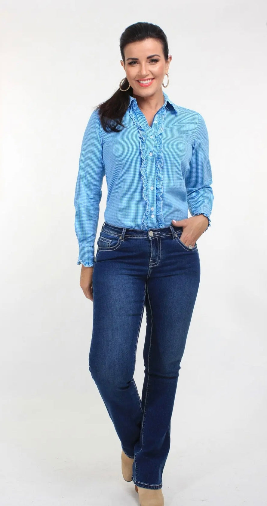 Gingham Ruffle Shirt