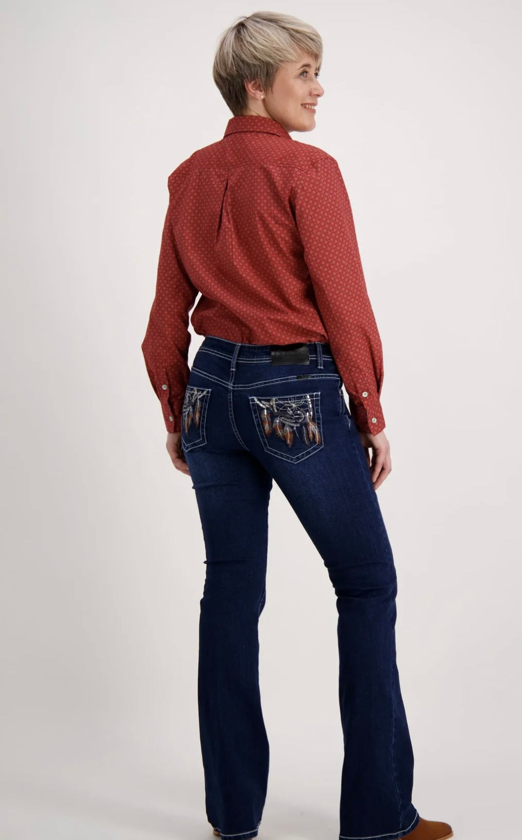 Women's Classic Cotton Long Sleeve Shirt with Front Pocket