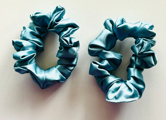 Moody Blue Satin Scrunchie