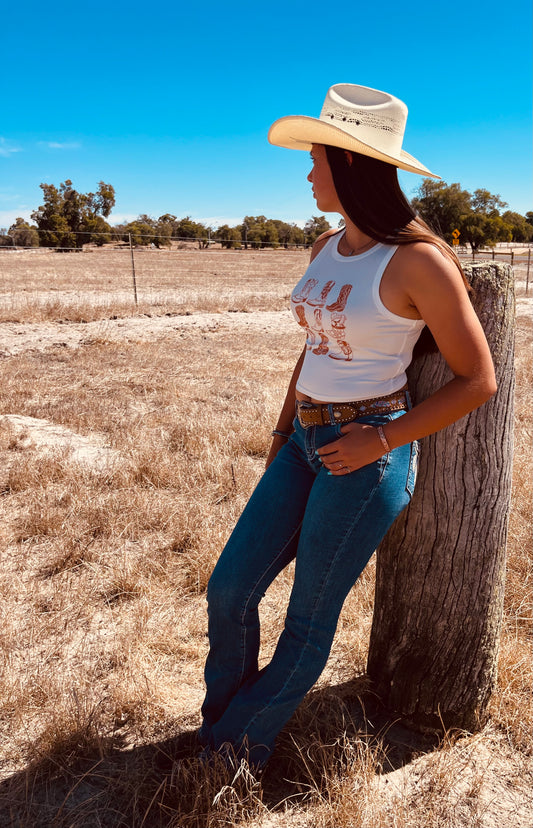 “These Boots” Crop Singlet