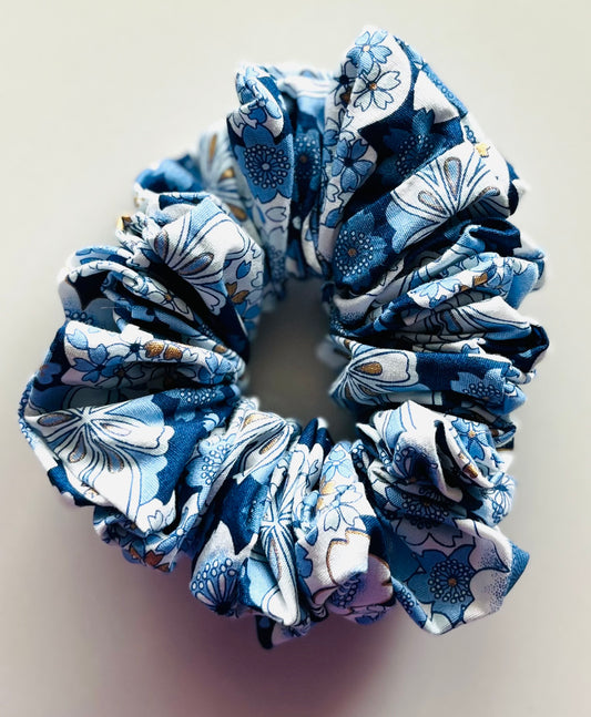 Blue Vintage Flowers Scrunchie