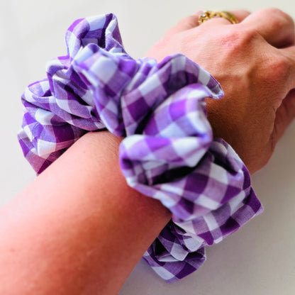Purple Check Scrunchie