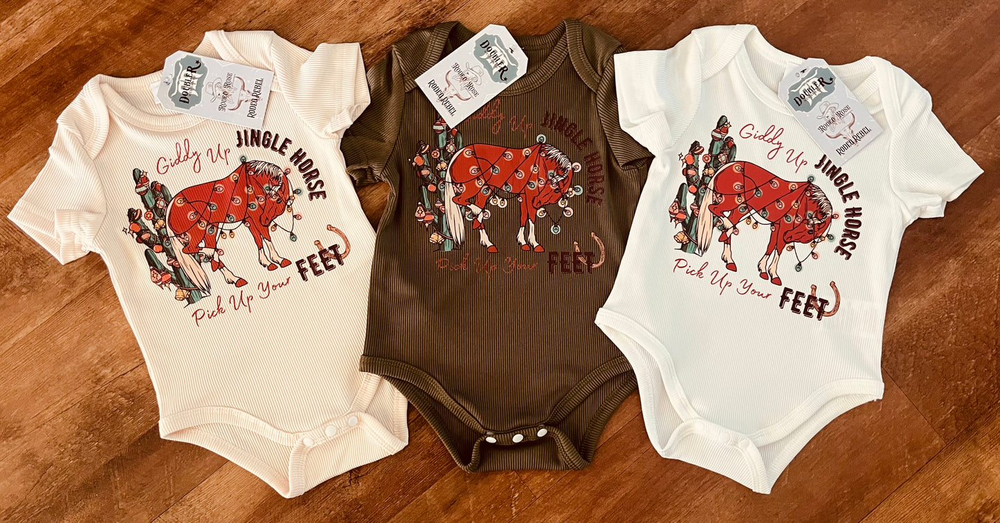 Giddy Up Jingle Horse Baby Romper