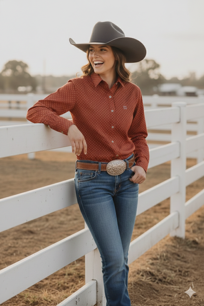 Women's Classic Cotton Long Sleeve Shirt with Front Pocket
