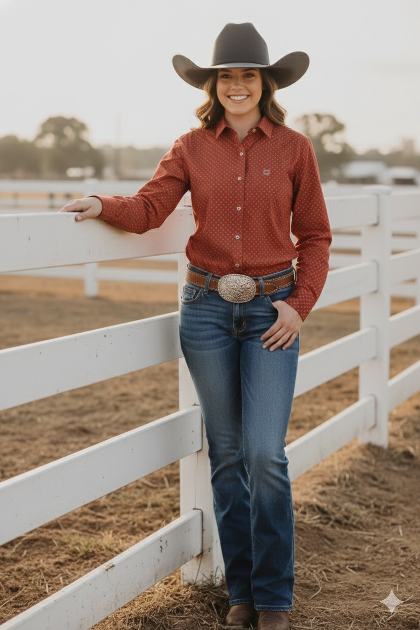 Women's Classic Cotton Long Sleeve Shirt with Front Pocket