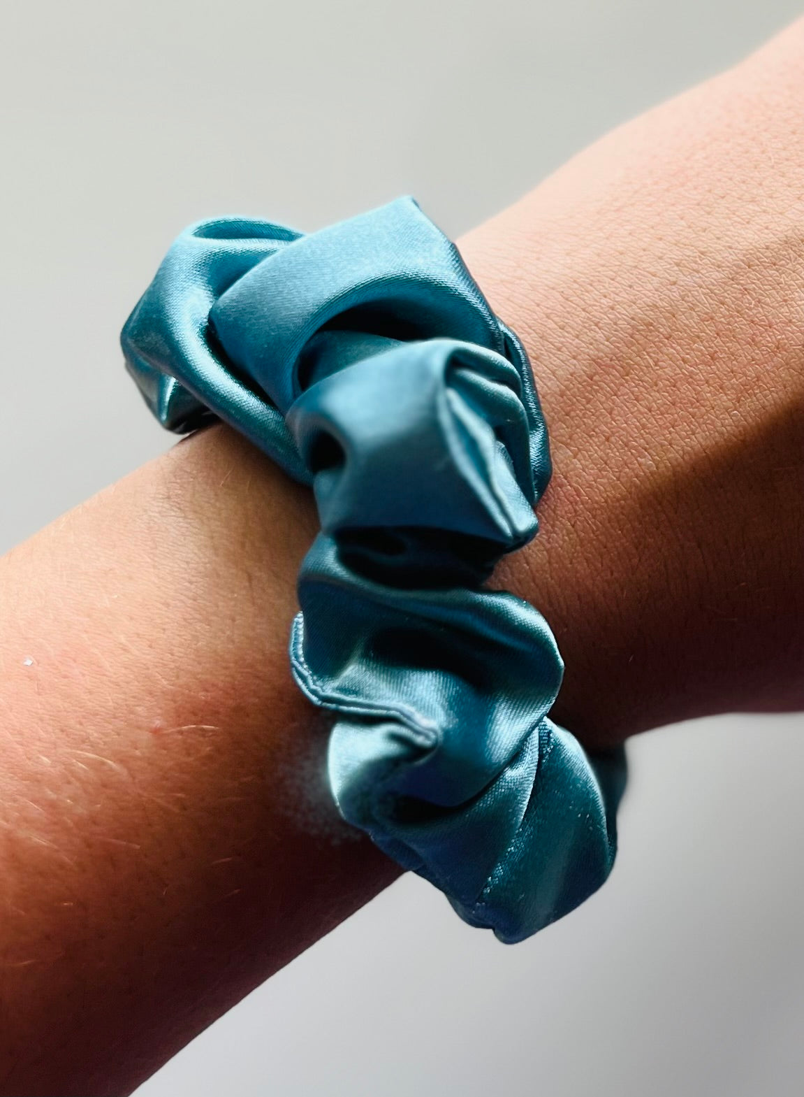 Moody Blue Satin Scrunchie