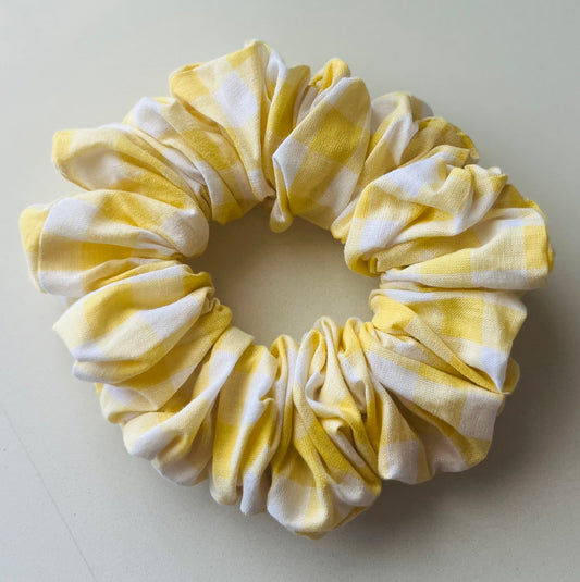 Yellow Check Scrunchie