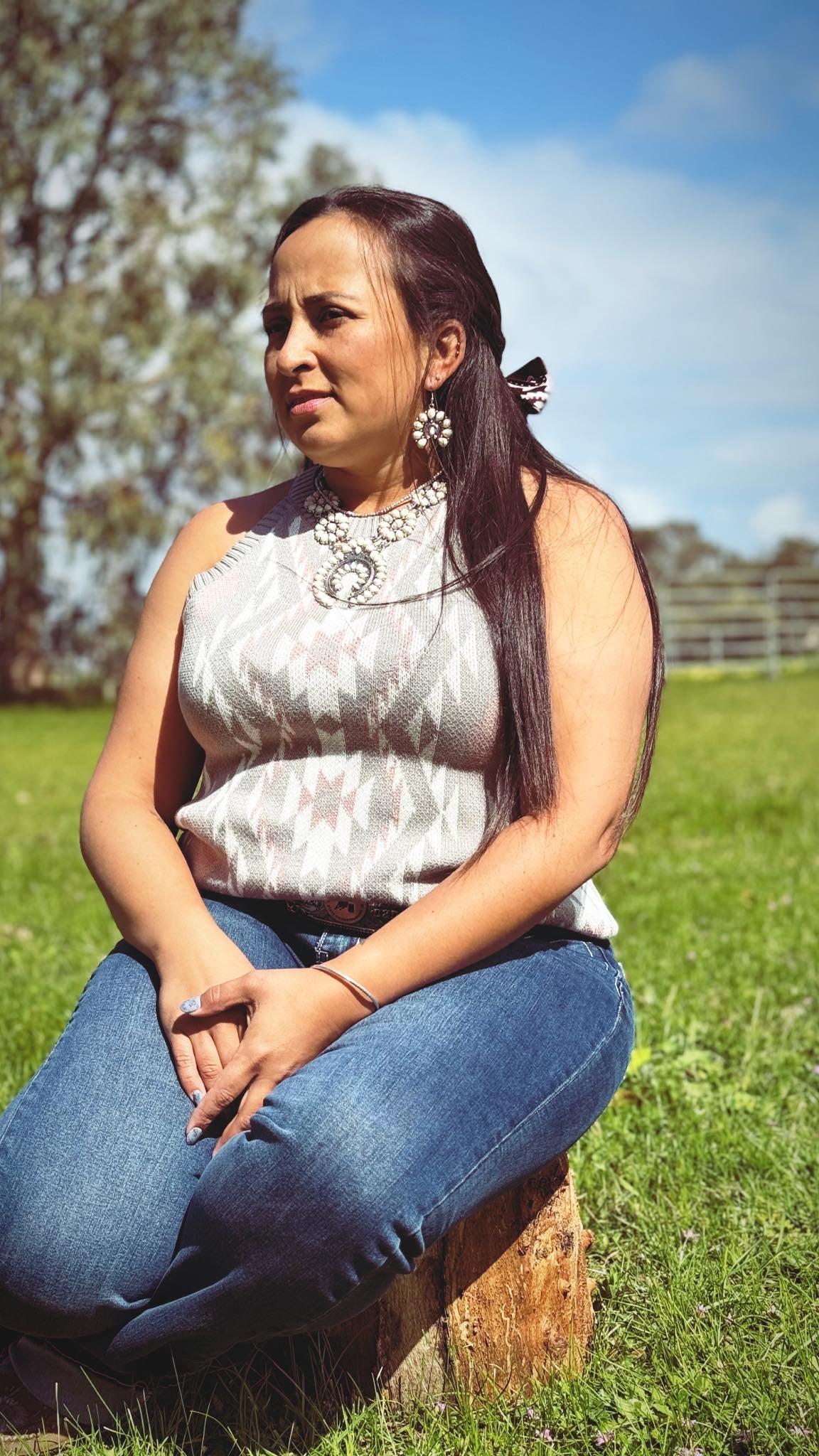 Laurel Green Tribal Pattern Knit Top