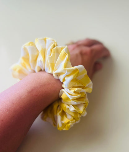 Yellow Check Scrunchie