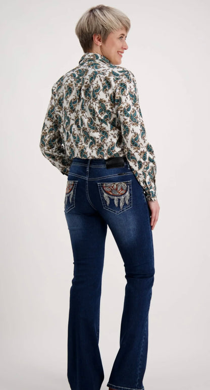 Women's Classic Cotton Long Sleeve Shirt with Front Pocket