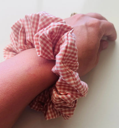 Pink Gingham Scrunchie