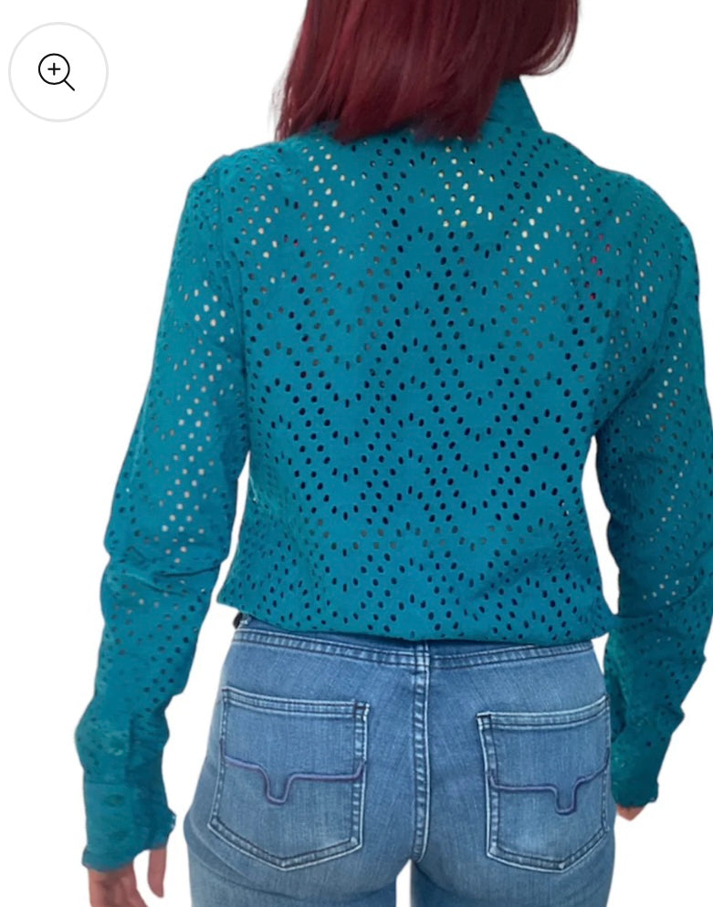 Florence Turquoise Broderie Western Shirt