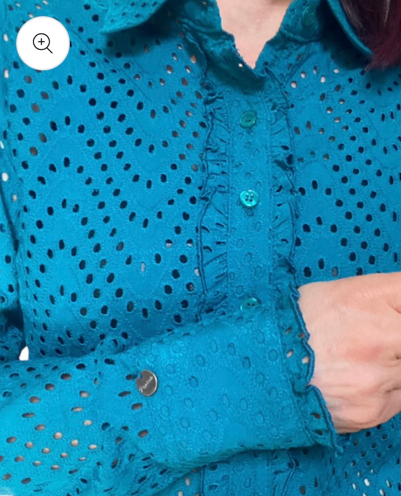 Florence Turquoise Broderie Western Shirt