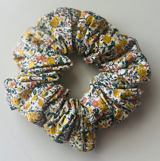 Mustard Vintage Flowers Scrunchie