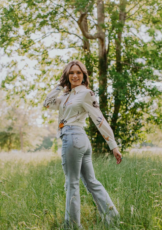 Wild and Free Satin Western Shirt