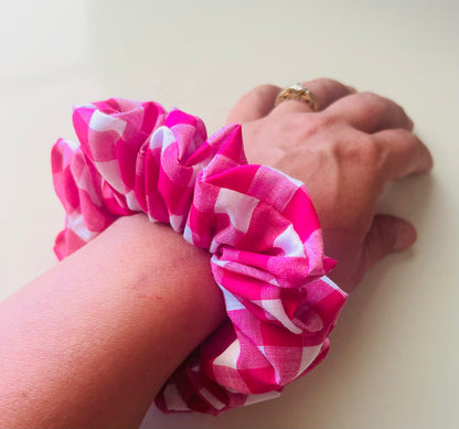 Pink Check Scrunchie