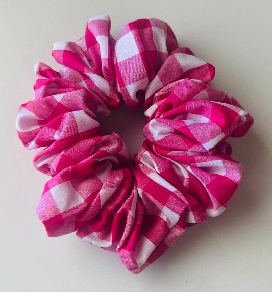 Pink Check Scrunchie