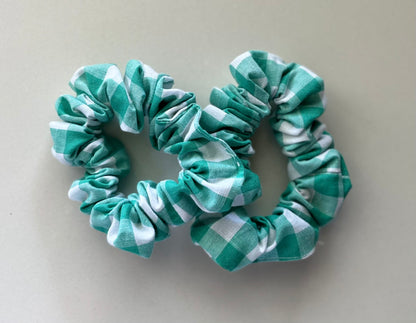 Turquoise Check Scrunchie