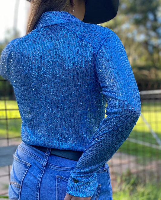 Azure Sparkle Stretch Western Shirt