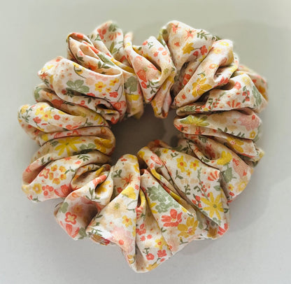 Yellow Vintage Flowers Scrunchie