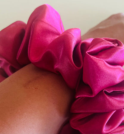 Raspberry Satin Scrunchie