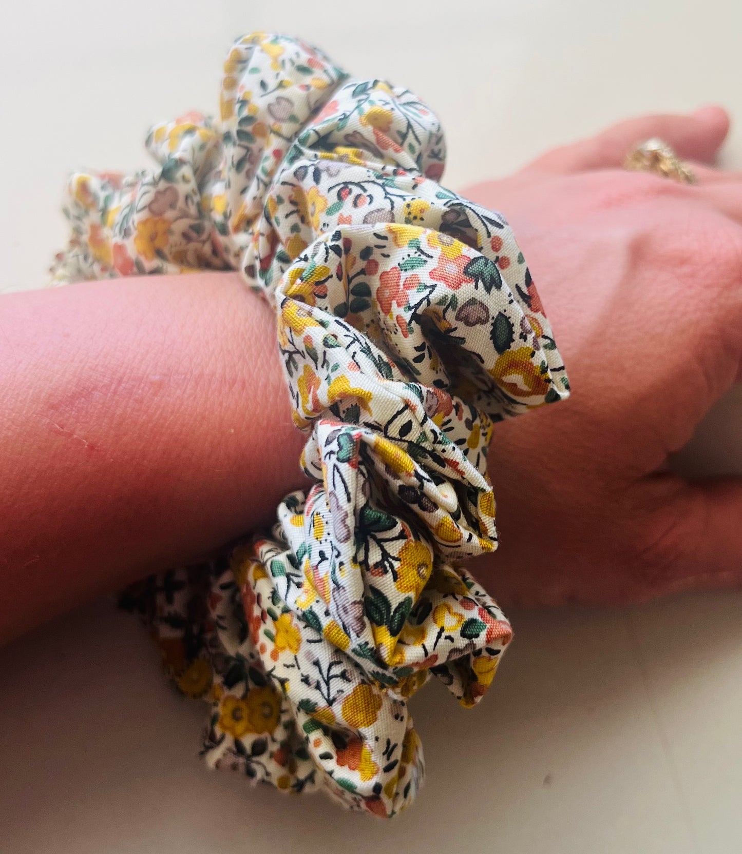 Mustard Vintage Flowers Scrunchie