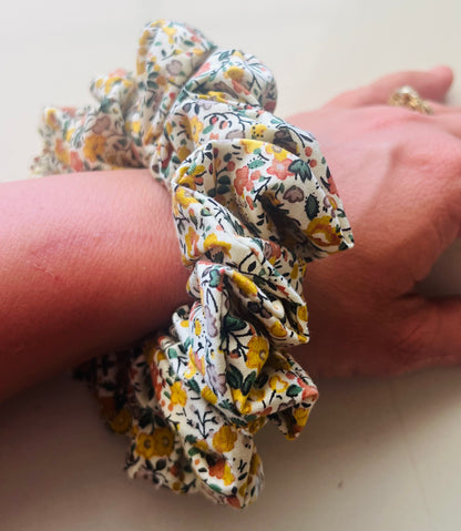 Mustard Vintage Flowers Scrunchie