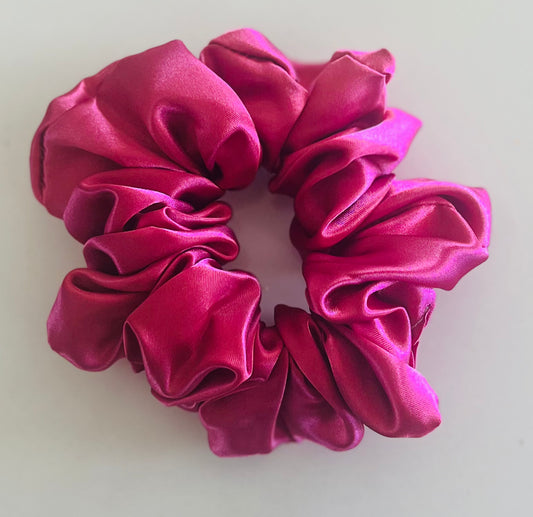Raspberry Satin Scrunchie